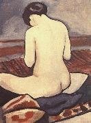 Sitting Nude with Cushions August Macke